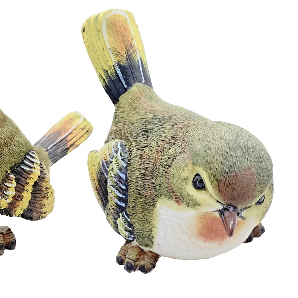Vintage Pair of Resin Yellow Birds for Home or Garden Decor